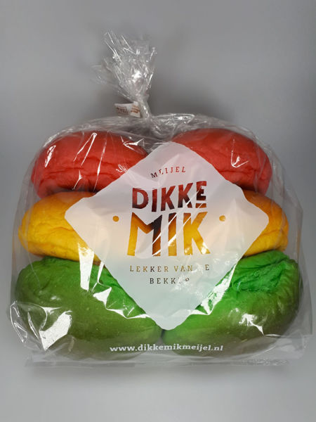 Afbeelding van Carnavals broodjes 6 stuks (rood,geel,groen)